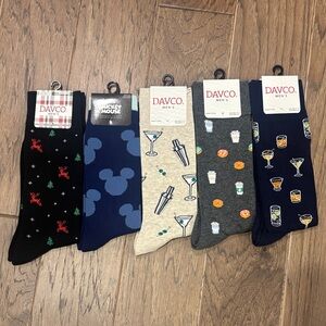 Men's Assorted Patterned Socks - Black, Blue, Gray